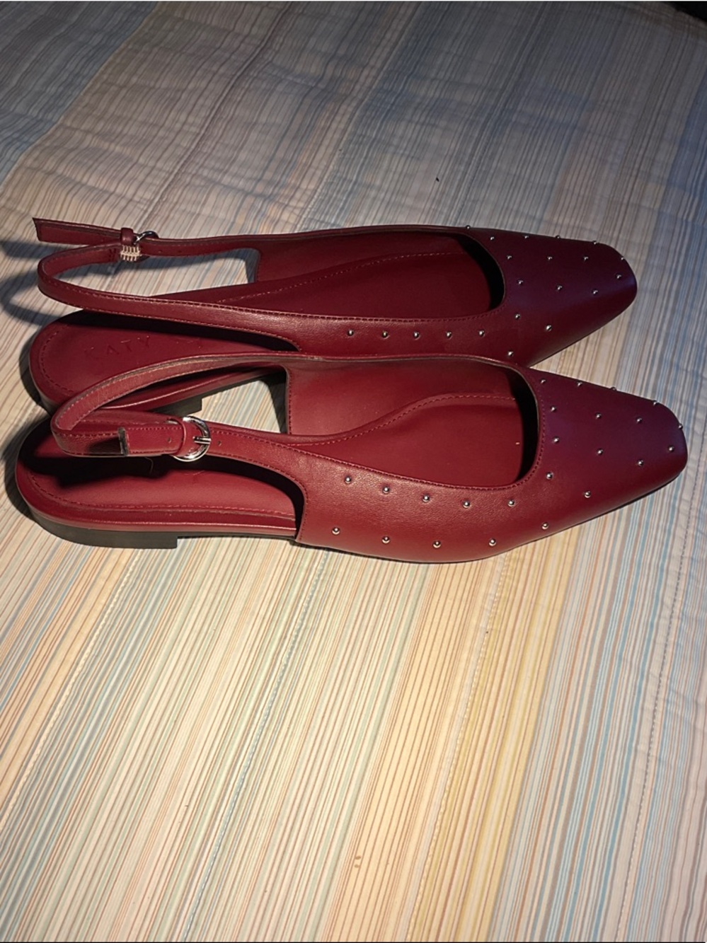 Katy Perry Collections Burgundy Pointed Slingback Mules with Studs